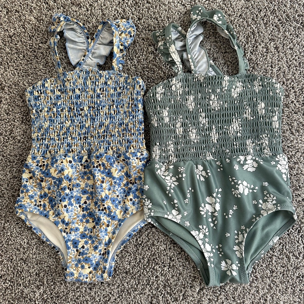 H&M Kids Swim One Piece - Blue and Green Floral